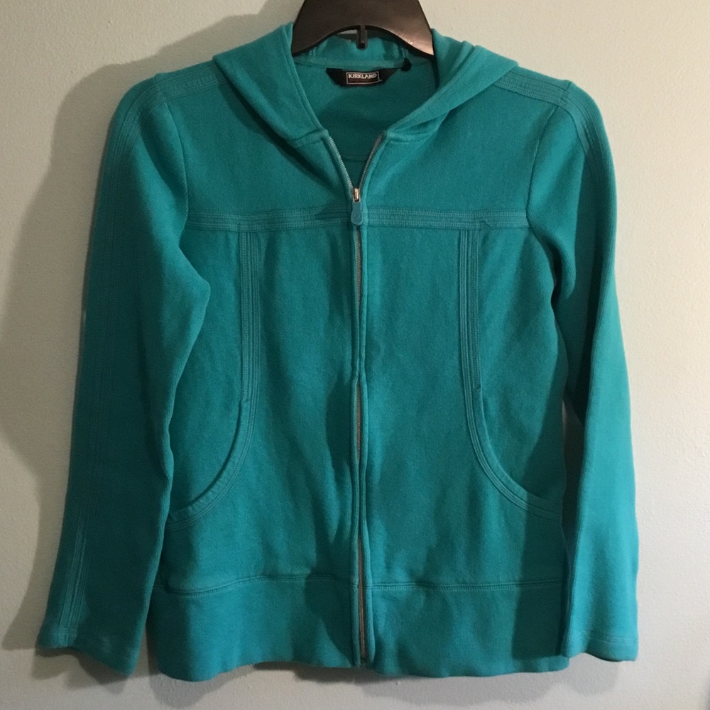 Kirklands Turquoise Zip-Up Hoodie Jacket